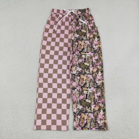 Sibling Baby Girls Adult Woman Leaves Checked Pockets Mommy and Me Yoga Pants Bottoms Clothes