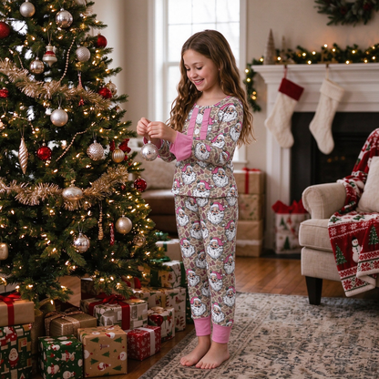 Baby Girls Kids Long Sleeves Christmas Santa Shirt Pants Pajamas Set Camo Clothes