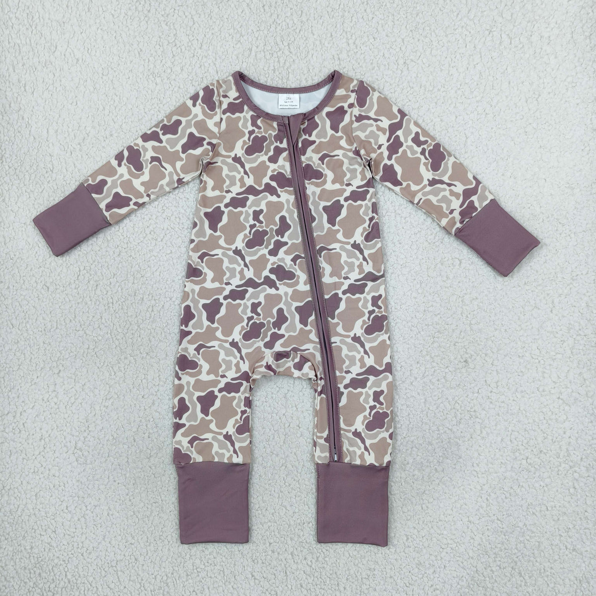 Baby Boys Long Sleeves Camo Zipper Footie Sleeper Romper