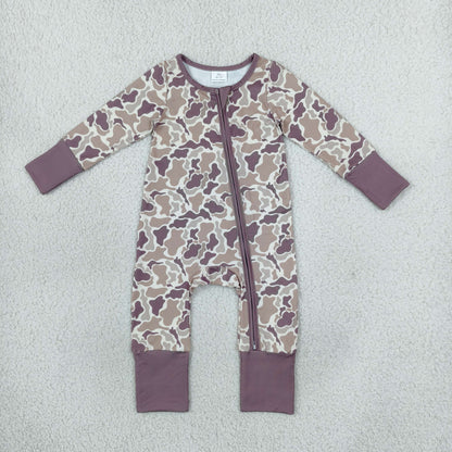 Baby Boys Long Sleeves Camo Zipper Footie Sleeper Romper