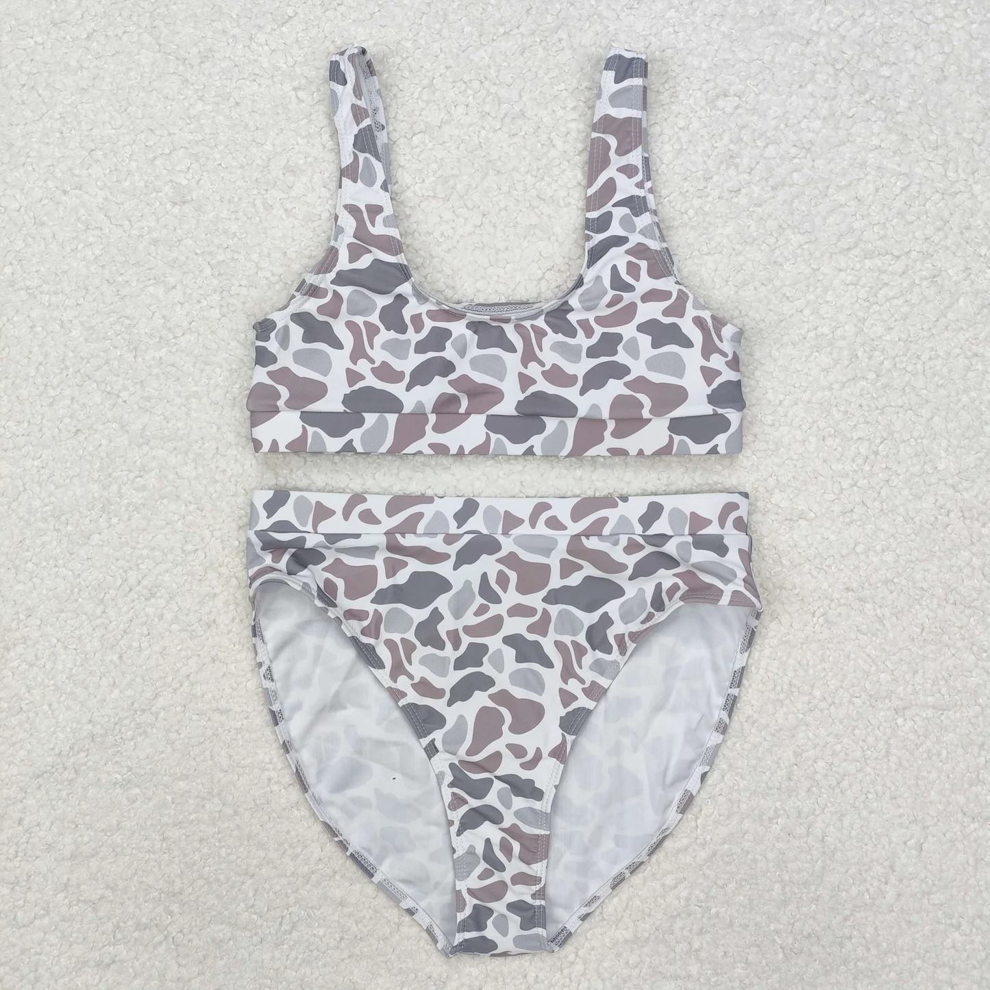 US Shop Adult Women Grey Camo Tops Bummies Set Swimsuit