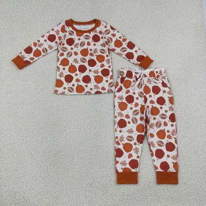 Baby Boys Kids Long Sleeves turkey Football Shirt Pockets Pants Set Fall Clothes