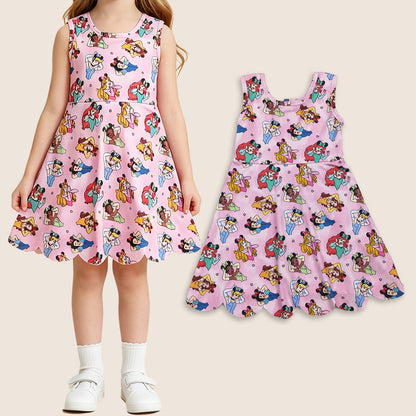 Baby Girls Kids Sleeveless Yoga Active Princess Knee Length Dress
