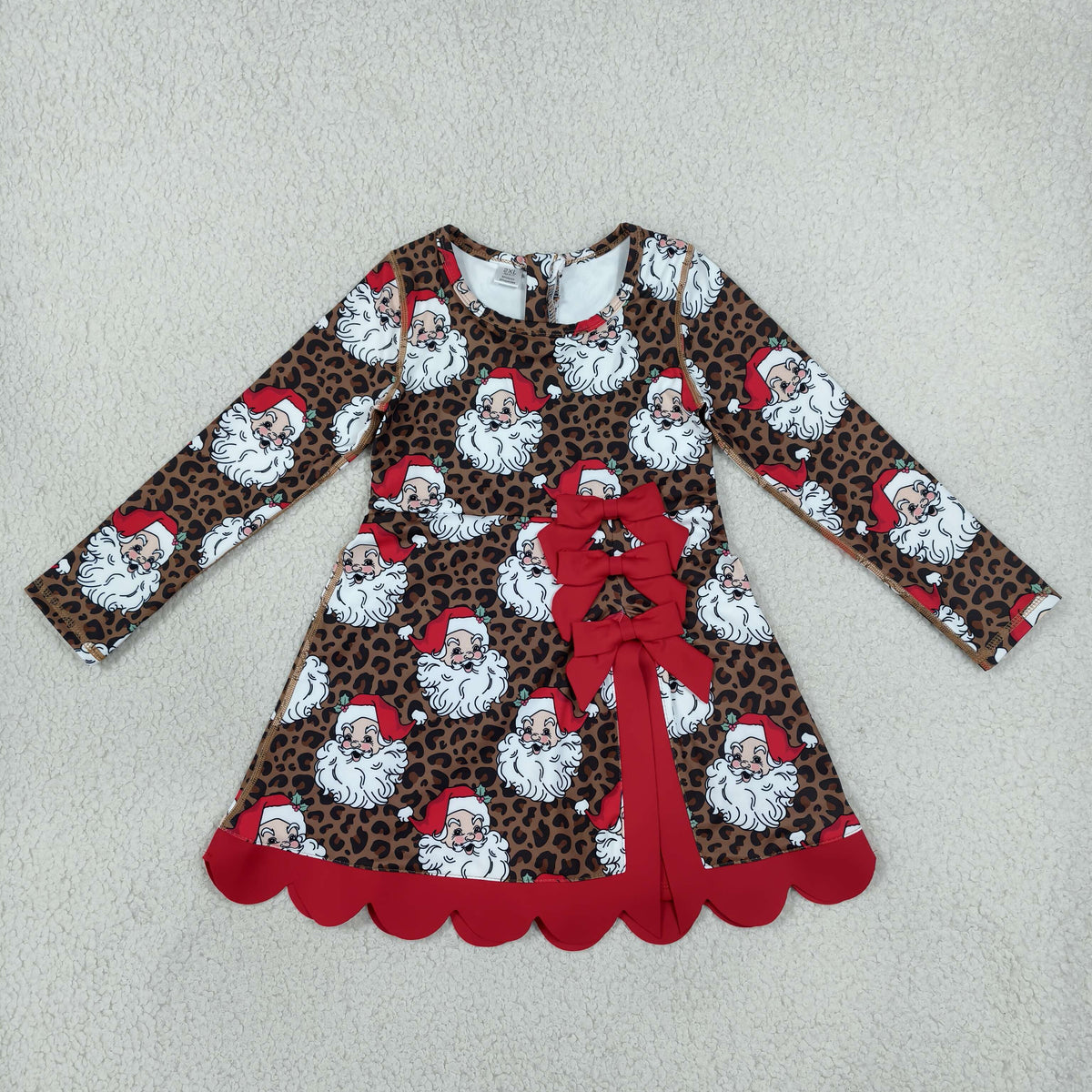 Sibling Baby Girls Kids Long Sleeves Christmas Bows Scallop Dresses Yoga Active Clothes