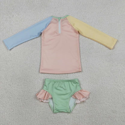 RTS Sibling Baby Boys Girls Kids Long Sleeves Zipper Tops Shorts Sets Swimsuits Clothes