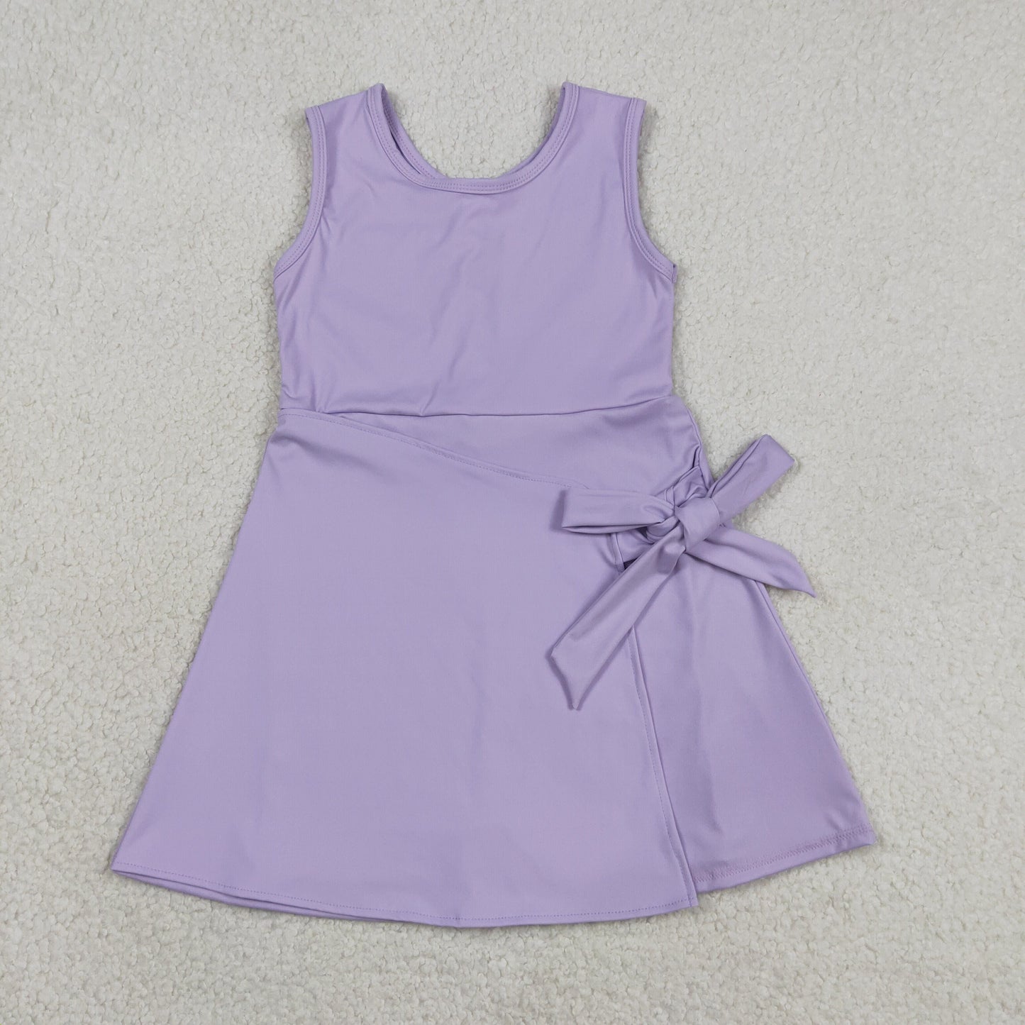 Baby Girls Sleeveless Purple Bow Shorts Knee Length Yoga Active Dress