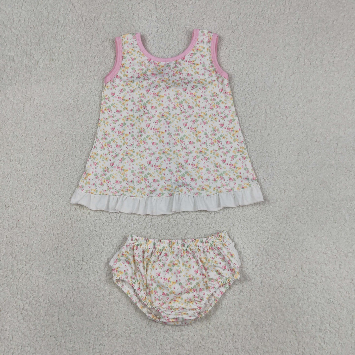 Baby Girls Kids Back Bow Floral Tops Ruffle Bummie Set Summer Clothes