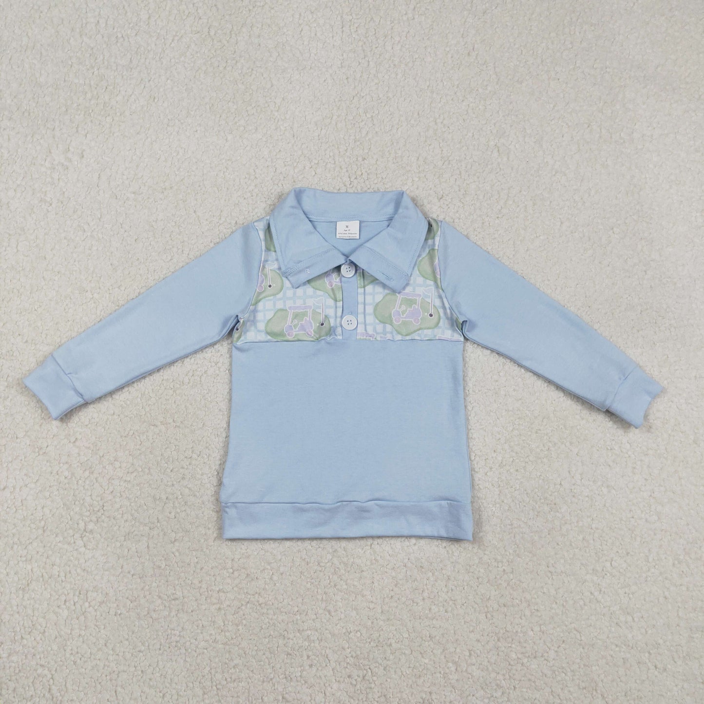 RTS Baby Girls Kids Pink Long Sleeves Golf Buttons Pullover Shirt