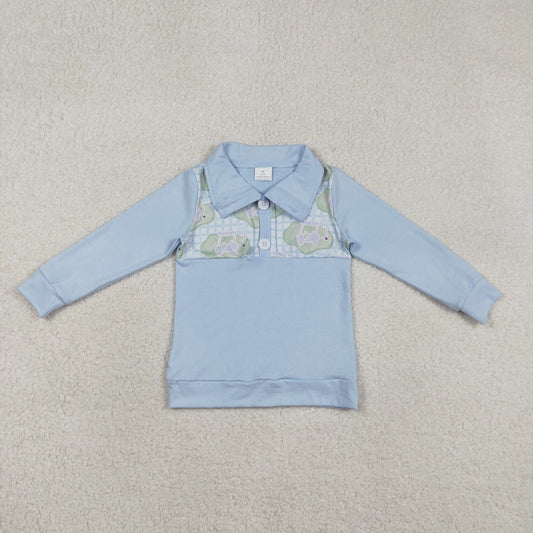 Baby Boys Blue Long Sleeves Golf Buttons Pullover Shirt
