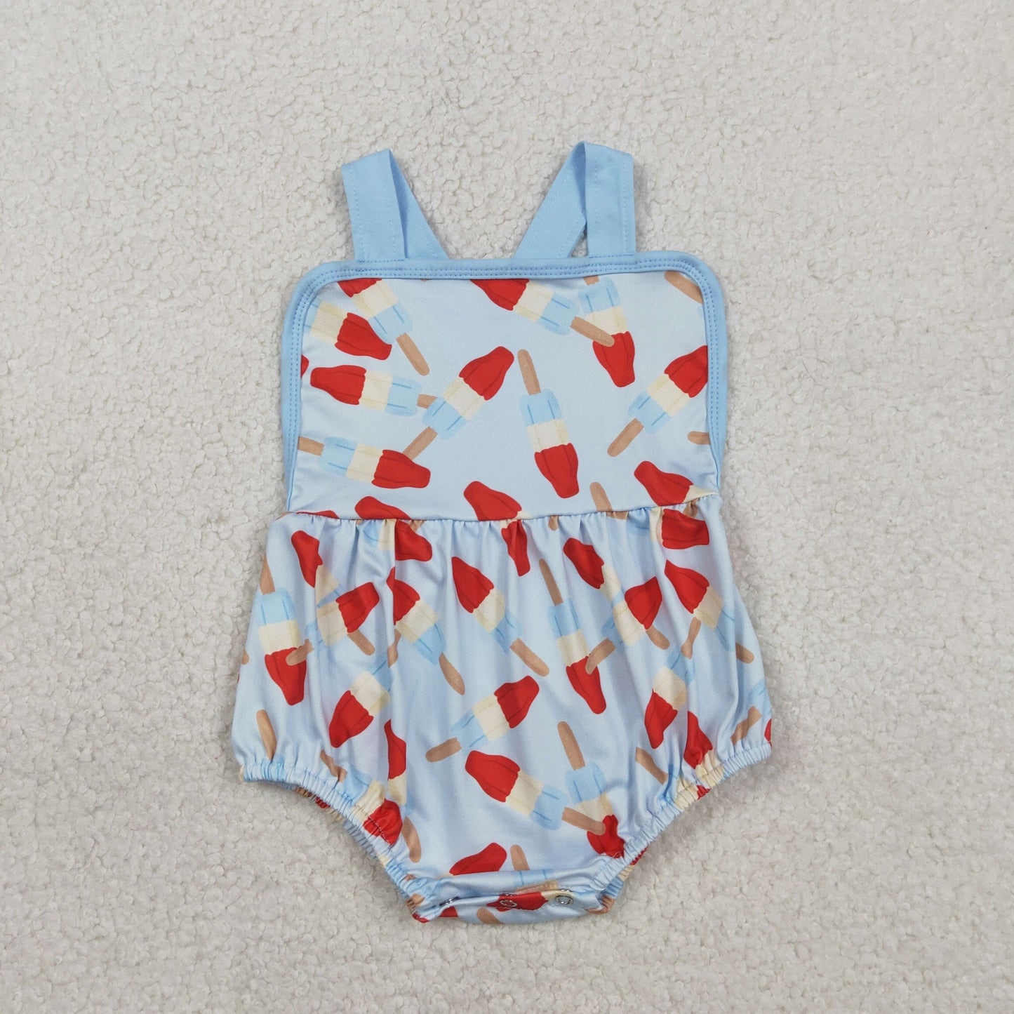 RTS Baby Boys Kids Sleeveless Popsicles 4th of July Blue Bubble Romper