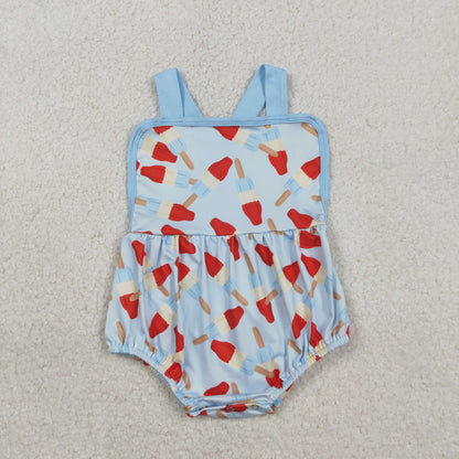 RTS Baby Boys Kids Sleeveless Popsicles 4th of July Blue Bubble Romper