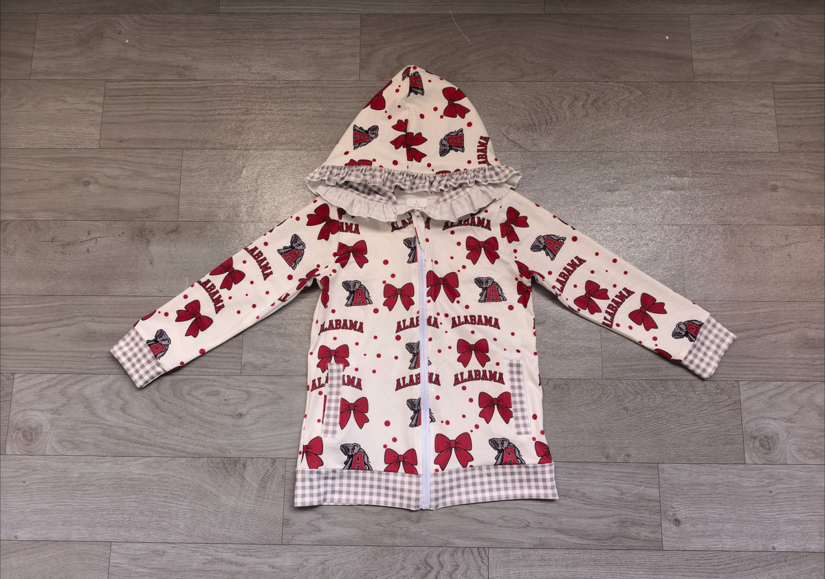 No mqo Preorder Baby Girl Kids Elephant Bows Pockets Zipper Hoodie Jacket Coat Team Tops