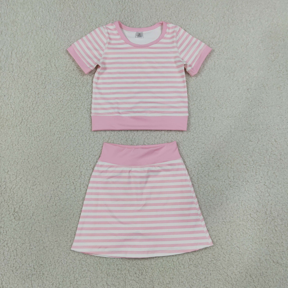 Sibling Baby Girls Kids Short Sleeves Shirt Stripes Skirts Shorts Sets Yoga Active Clothes