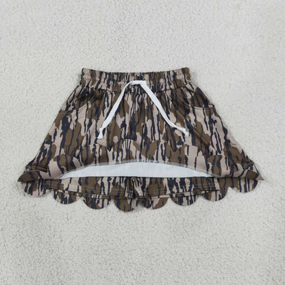 Baby Girls Kids Shorts Pockets Skirt Scallop Olive Camo Clothes