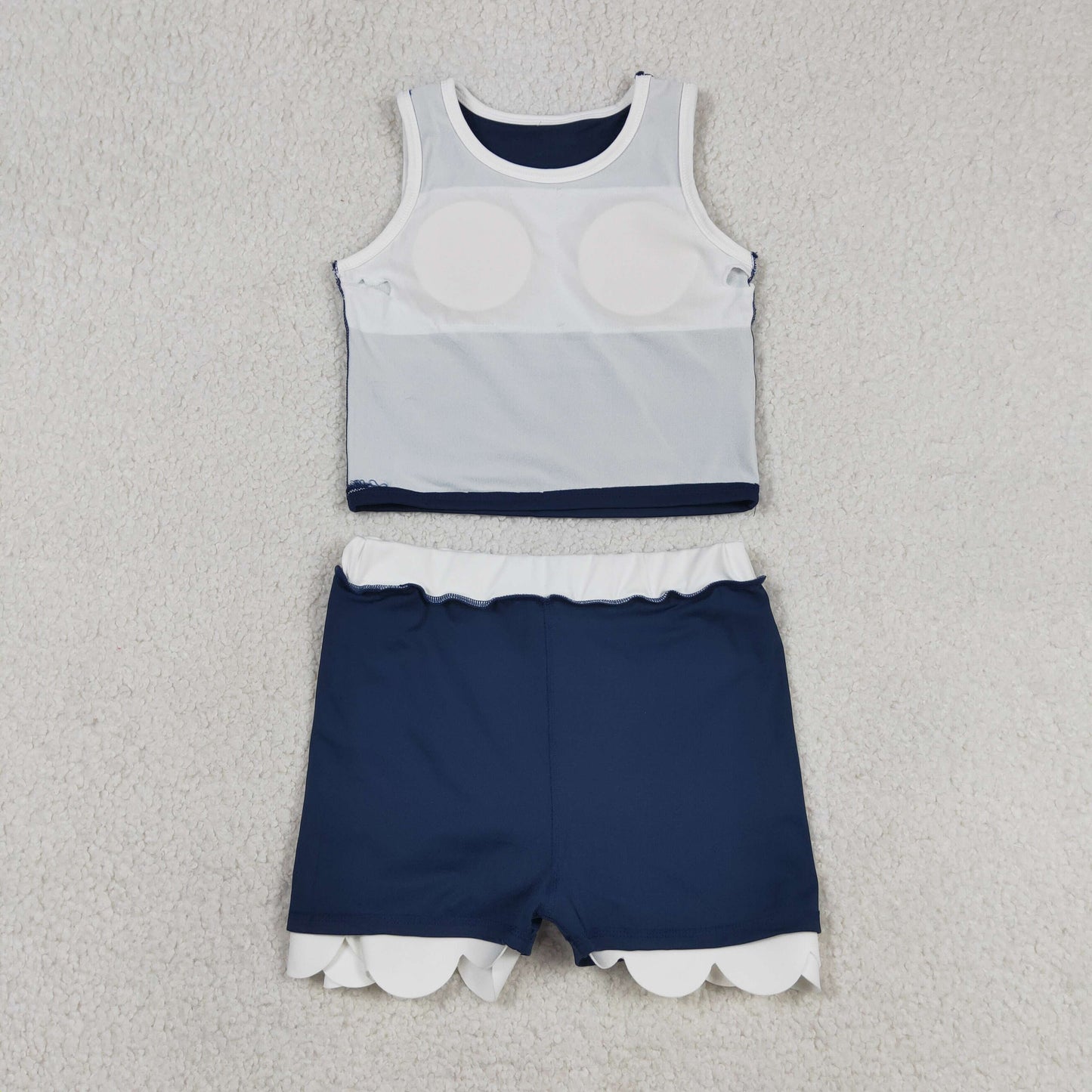 Sibling Baby Girls Kids Scallop Shirts Skirts Shorts Yoga Active Sets Clothes