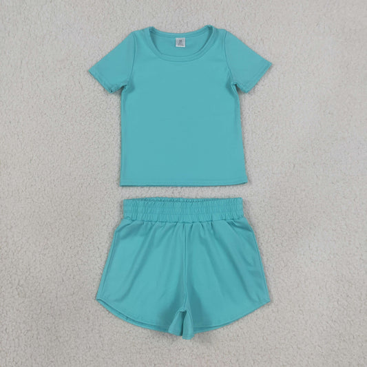 Baby Girls Kids Short Sleeves Shirt Skirt Shorts Yoga Active Set Clothes