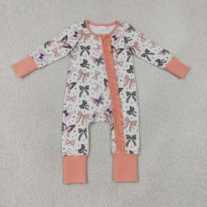 Baby Girls Bats Bows Zipper Footie Sleeper Romper Halloween Clothes