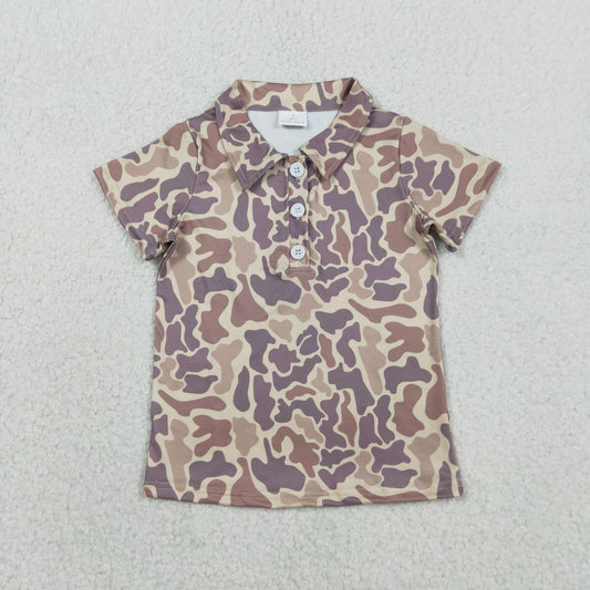 RTS Baby Boys Short Sleeves Southern Camo Print Buttons Polo Shirt Tops