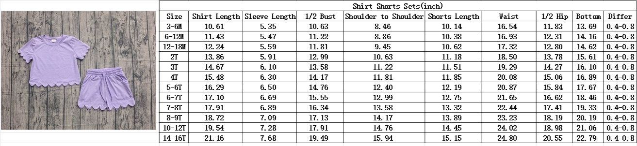 RTS Baby Girls Kids Short Sleeves Flower Shirt Scallop Scallop Shorts Summer Set