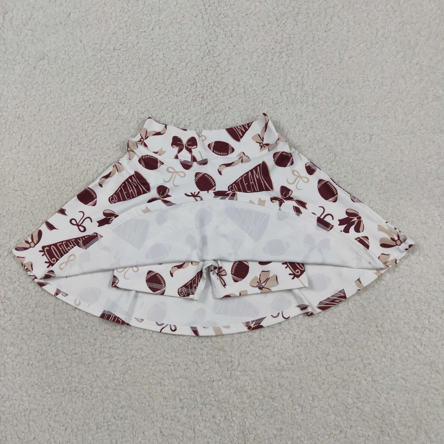 Baby Girl Dark Red Bows Cheer Summer Yoga Active Shorts Skirt Football Skort