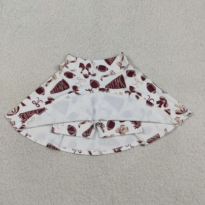 Baby Girl Dark Red Bows Cheer Summer Yoga Active Shorts Skirt Football Skort