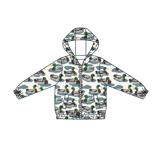 Preorder Baby Boys Kids Ducks Long Sleeves Pockets Hoodie Zipper Shirt Tops ( Moq 5 )