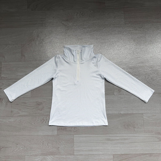No moq Preorder Baby Boy Kids Long Sleeves Blue Stripes Zipper Pullover Shirt Clothes