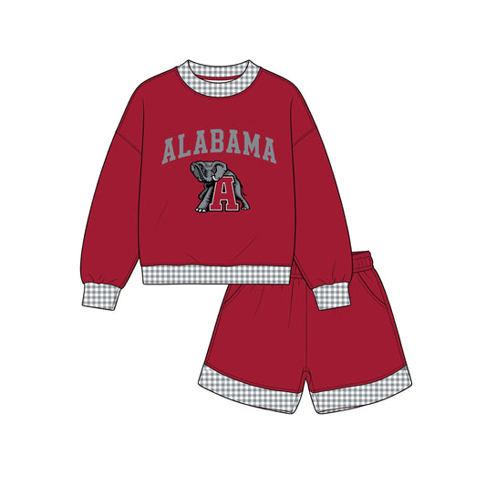 Moq 5 Preorder Baby Girls Kids Long Sleeves Red Shirt Shorts Elephant Set Team Clothes