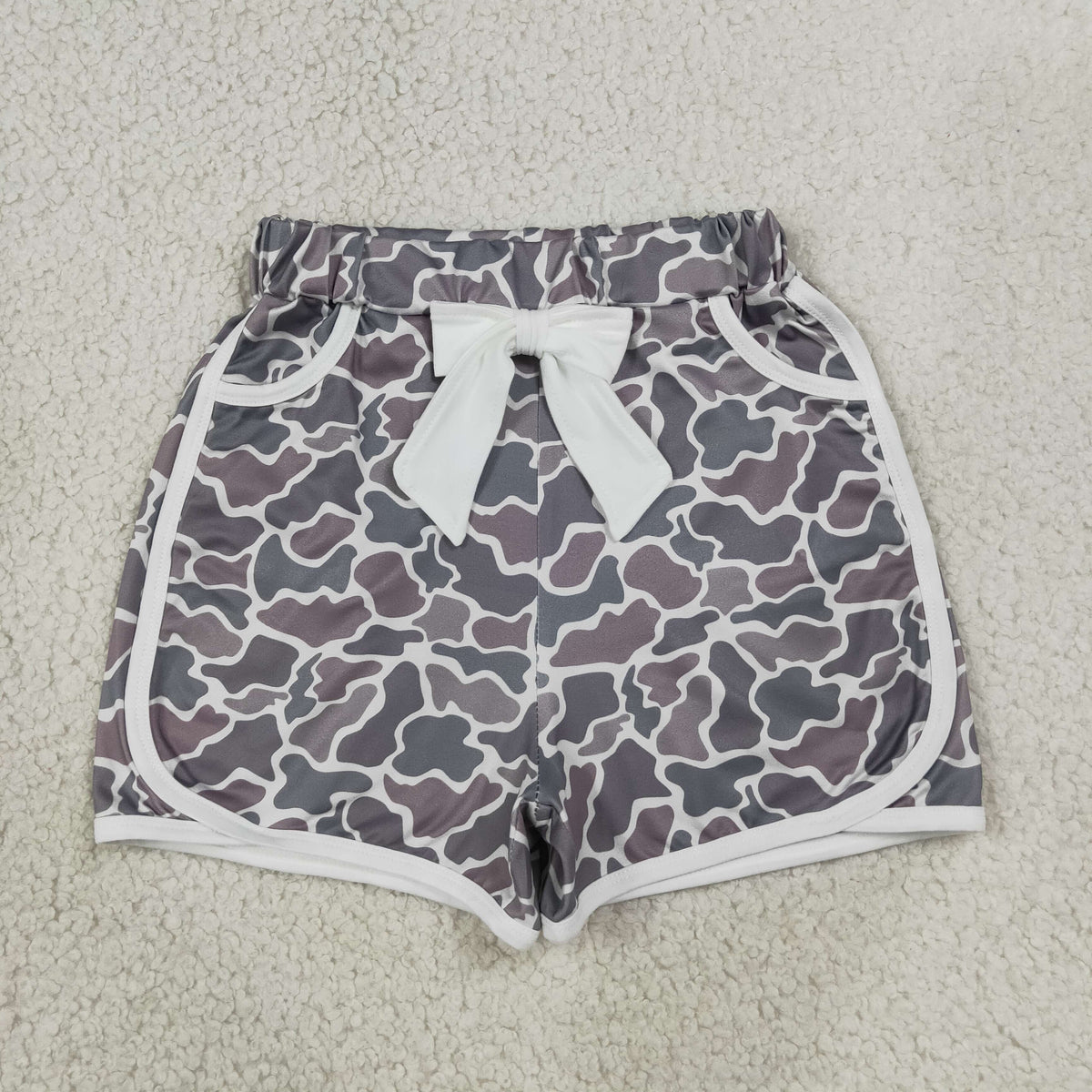 Sibling Baby Girls Bows Pockets Camo Shorts Summer Bottoms Clothes