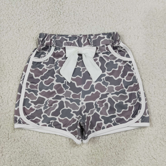 Sibling Baby Girls Bows Pockets Camo Shorts Summer Bottoms Clothes