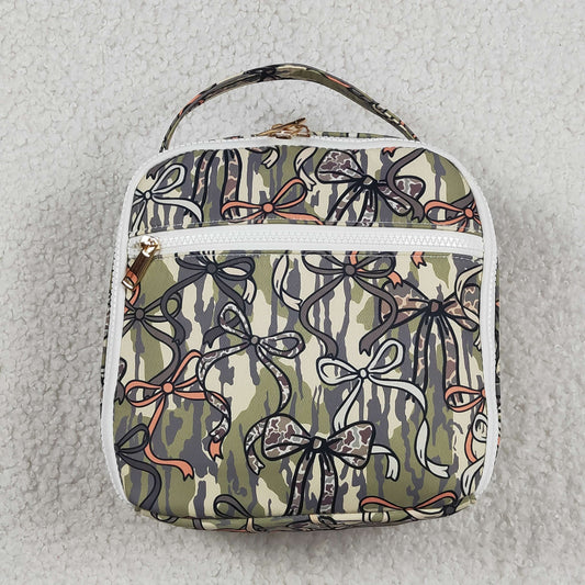 Baby Girls Kids Camo Bows Print Lunch Box Picnic Thermal Bag