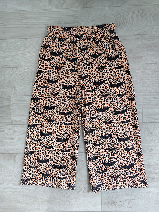 (No moq Baby Girls Kids Halloween Bats Leopard Pants Bottoms Clothes