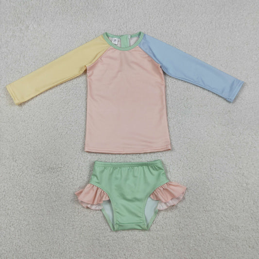 RTS Sibling Baby Boys Girls Kids Long Sleeves Zipper Tops Shorts Sets Swimsuits Clothes