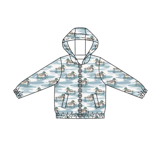 Preorder Baby Boys Kids Long Sleeves Pockets Hoodie Zipper Ducks Shirt Tops ( Moq 5 )