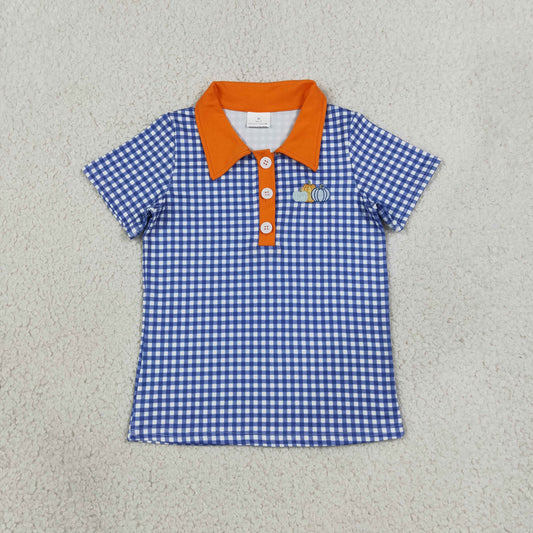 Sibling Baby Boys Kids Embroidery Pumpkins Buttons Plaid Shirts Kids Thanksgiving Clothes