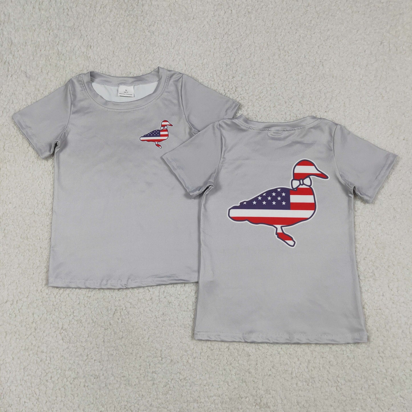 Baby Boy Short Sleeves Grey July 4th Ducks Tee T-Shirt Tops