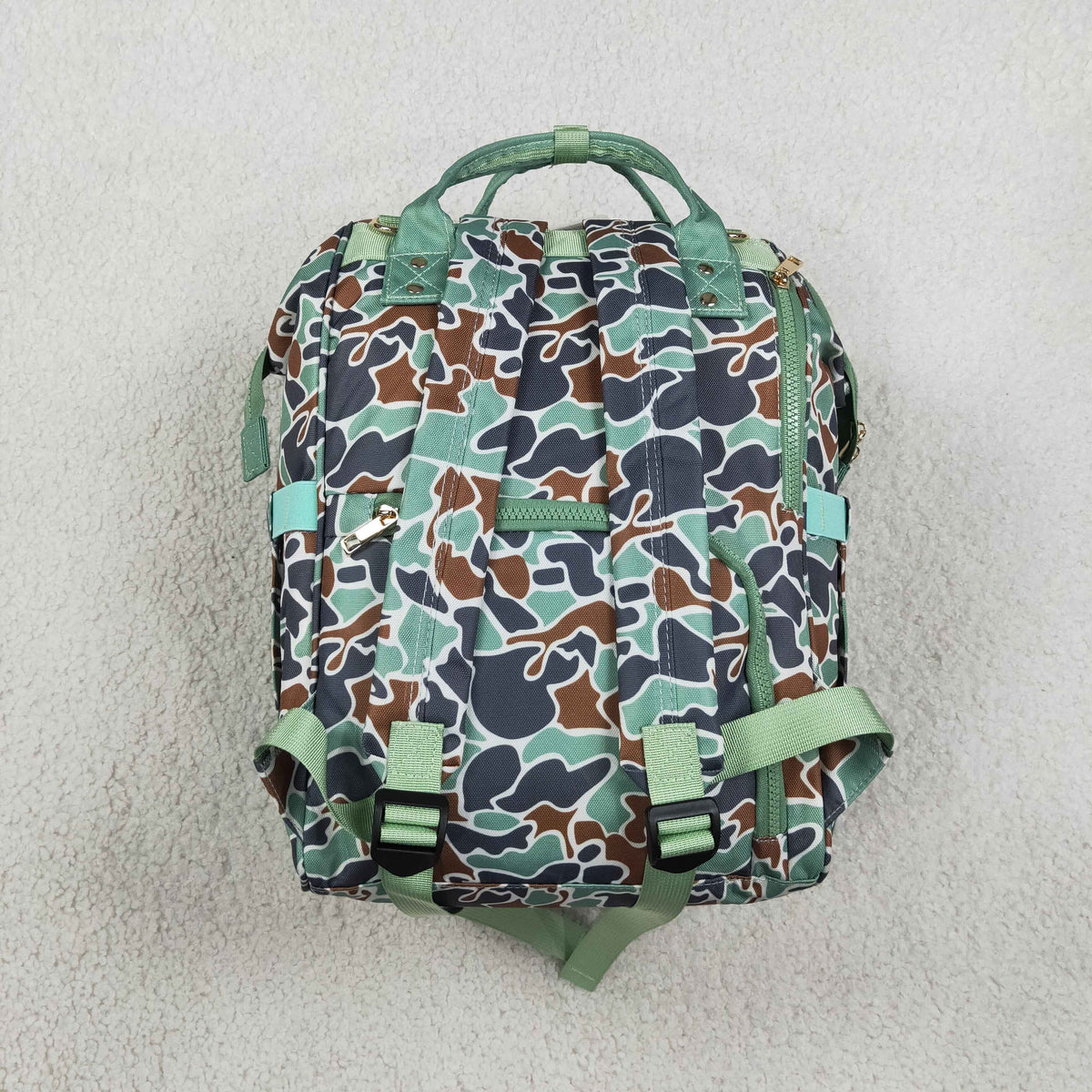 Baby Boys Kids Duck Camo Print Zipper Green Backpack School Bag RTS