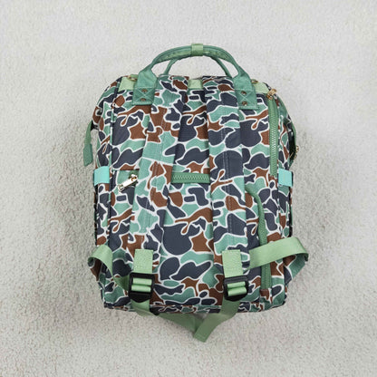 Baby Boys Kids Duck Camo Print Zipper Green Backpack School Bag RTS