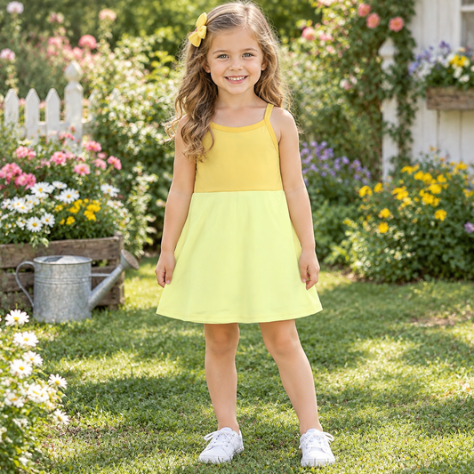 Baby Girls Kids Sleeveless Princess Yoga Active Shorts Knee Length Dress