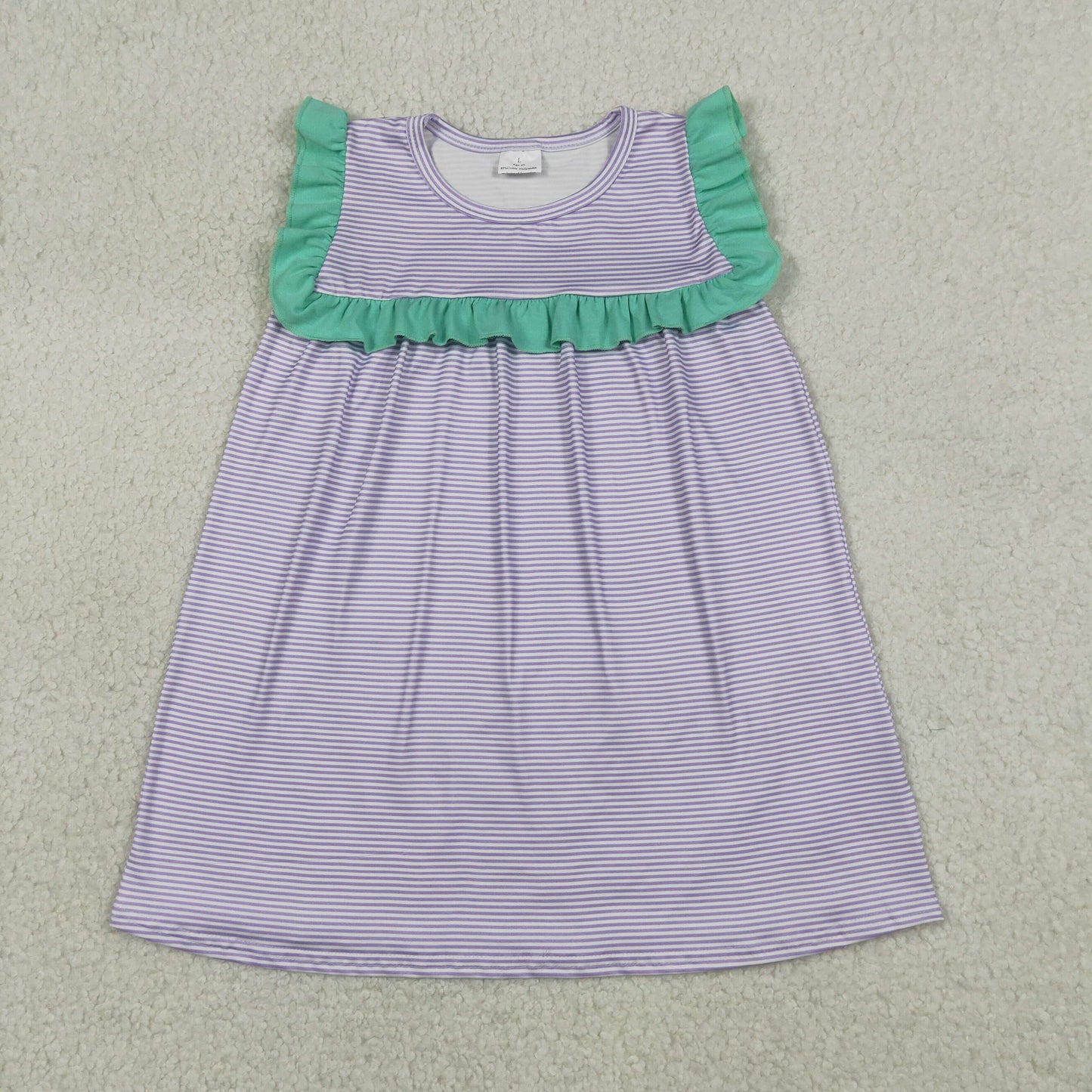Baby Girls Kids Purple Stripes Summer Ruffle Knee Length Dress