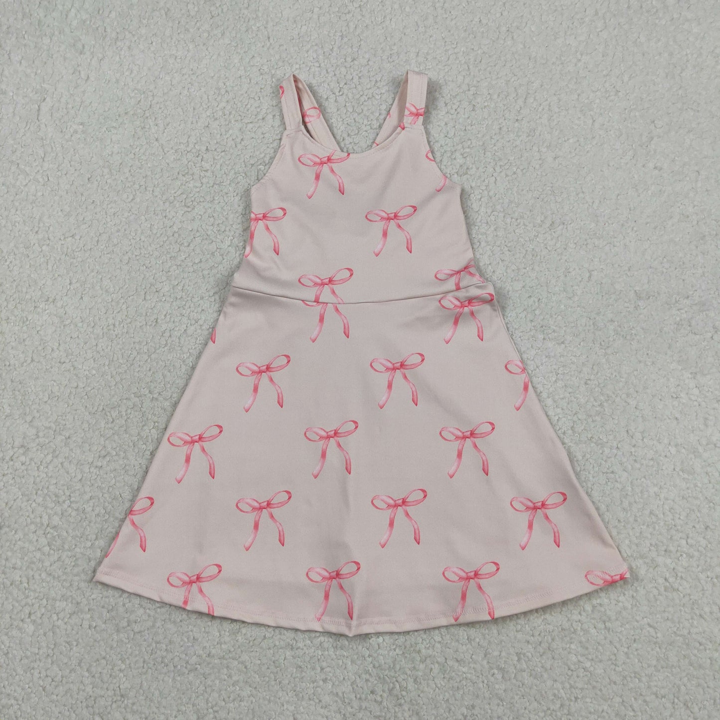 Baby Girls Kids Straps Bows Yoga Active Shorts Knee Length Dress