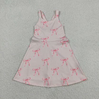 Baby Girls Kids Straps Bows Yoga Active Shorts Knee Length Dress