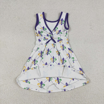 Baby Girls Sleeveless Mardi Gras Anchors Yoga Shorts Knee Length Dress