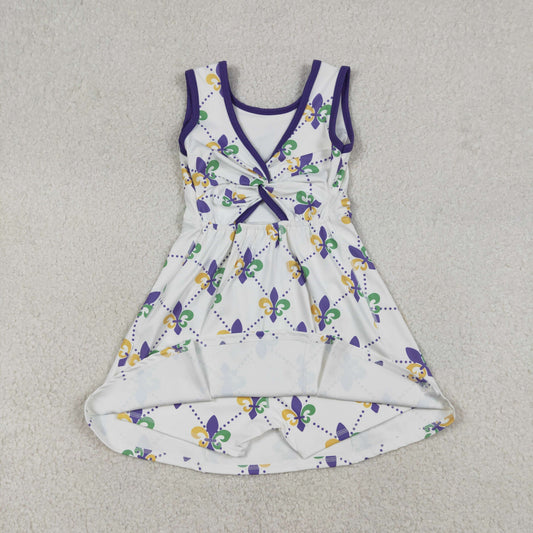 Baby Girls Sleeveless Mardi Gras Anchors Yoga Shorts Knee Length Dress