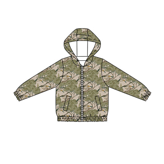 Preorder Baby Boys Kids Long Sleeves Ducks Pockets Hoodie Zipper Shirt Green Tops ( Moq 5 )