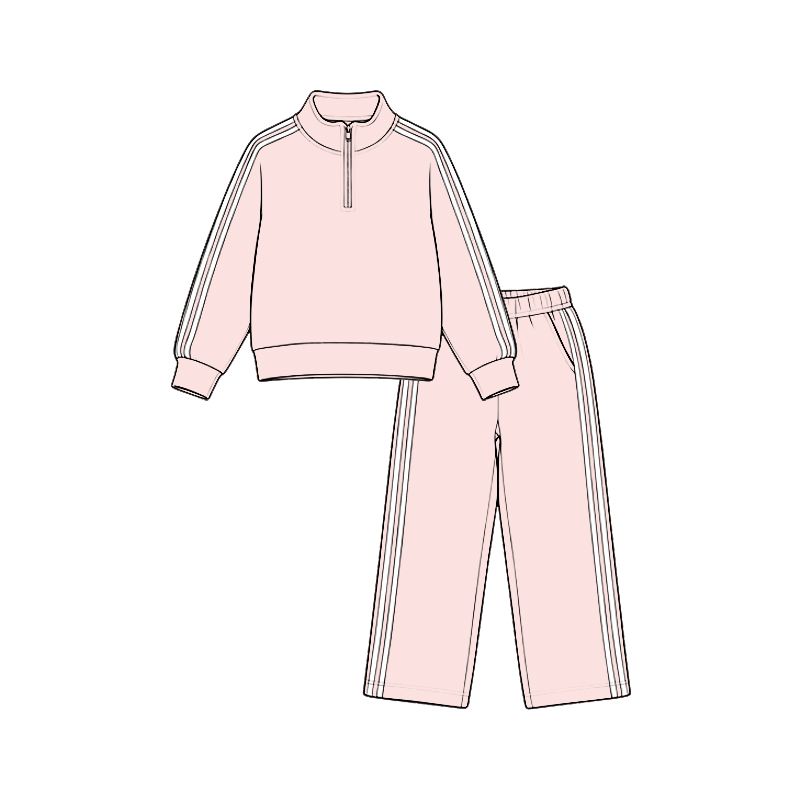 Moq 5 Preorder Baby Girls Kids Long Sleeves Zipper Shirt Pockets Pants Set Cotton Clothes