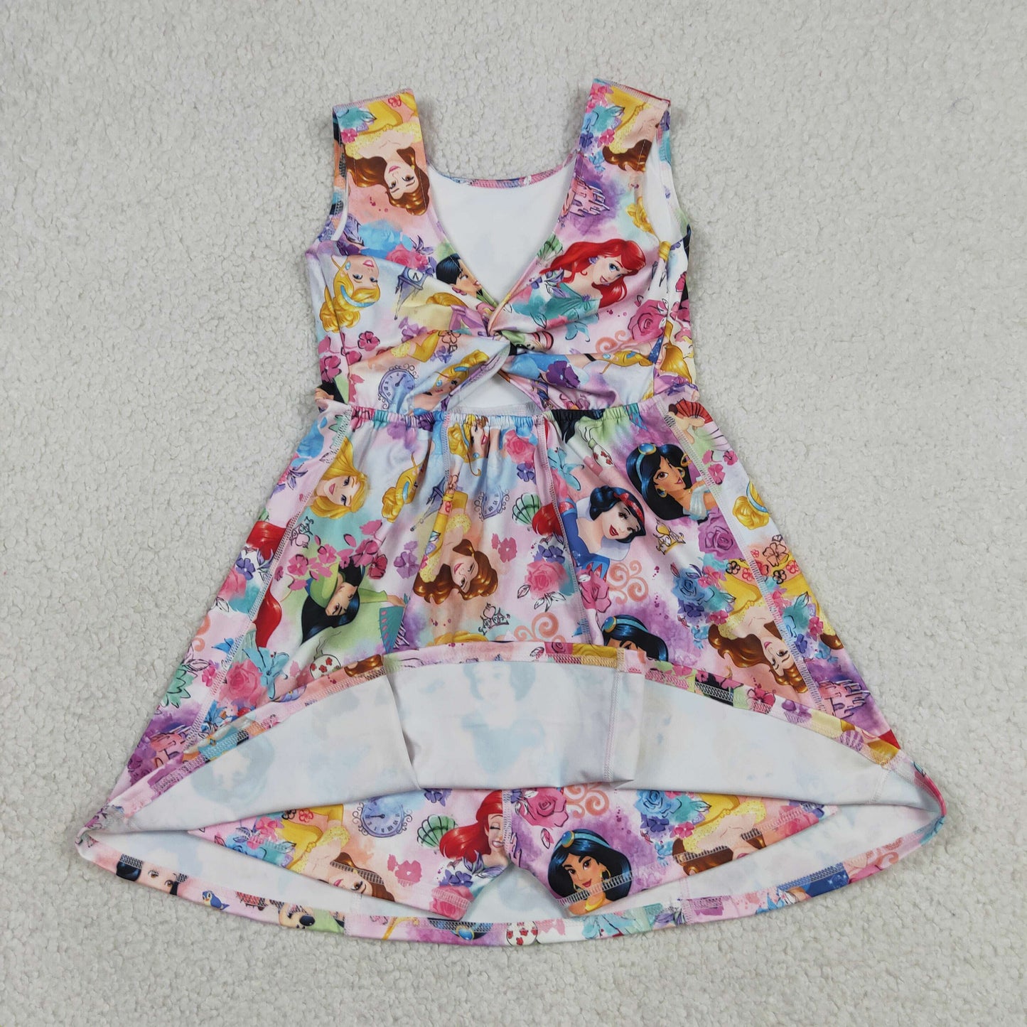 GSD2136 Baby Girls Kids Sleeveless Princess Flower Shorts Knee Length Dress Yoga Clothes