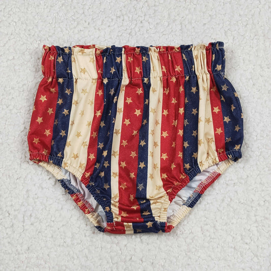 SS0313 Baby Toddler Kids Stars Stripes 4th Of July Bummie Shorts Bottoms Clothes
