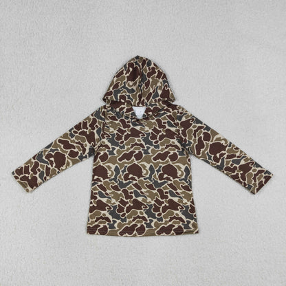 RTS Baby Boys Long Sleeves Dark Green Camo Southern Hoodie Shirt Tops