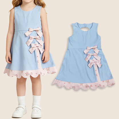 Baby Girls Kids Sleeveless Plaid Bows with Shorts Yoga Scallop Dress